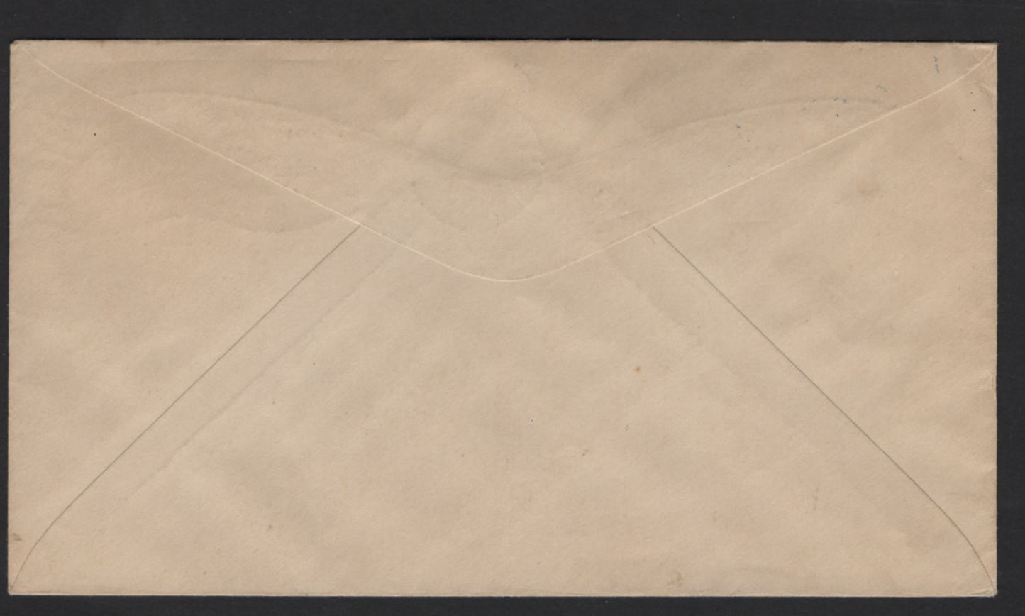 Lot 235 Canada (C) #208var 3c Blue Jacques Cartier, 1934 Jacques Cartier Issue, A Very Fine Used Cover, Showing Arc In Left 3 On VF FDC, beautifully Addressed, Boxed Blue Cachet (Dickinson Nk54).