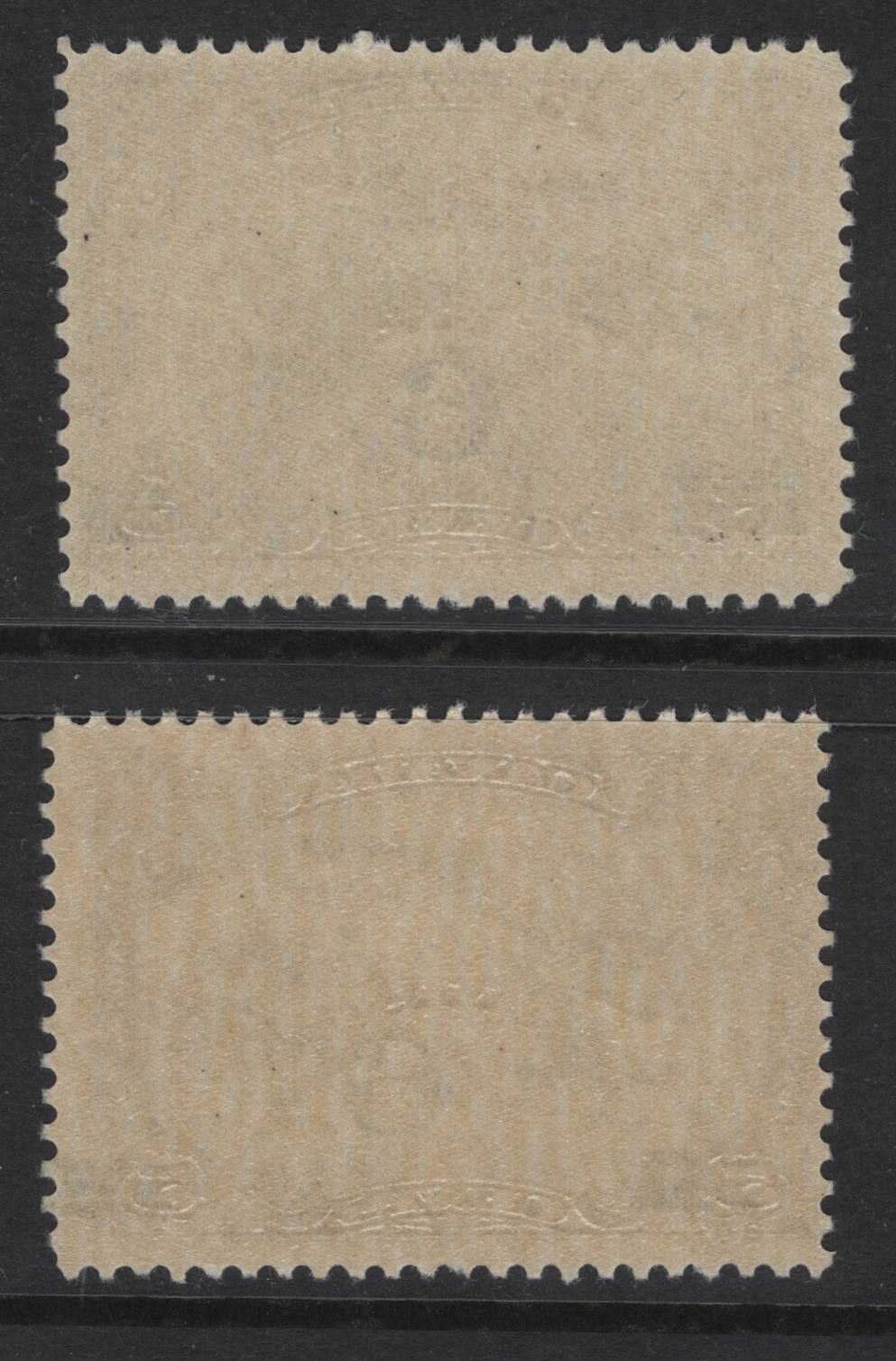 Lot 247 Canada #C3var 6c on 5c Yellowish Olive Brown & Olive Brown Winged Figures & Globe, 1932 Airmail Issue, 2 FNH Singles, Showing Rightward Shift Of Overprint