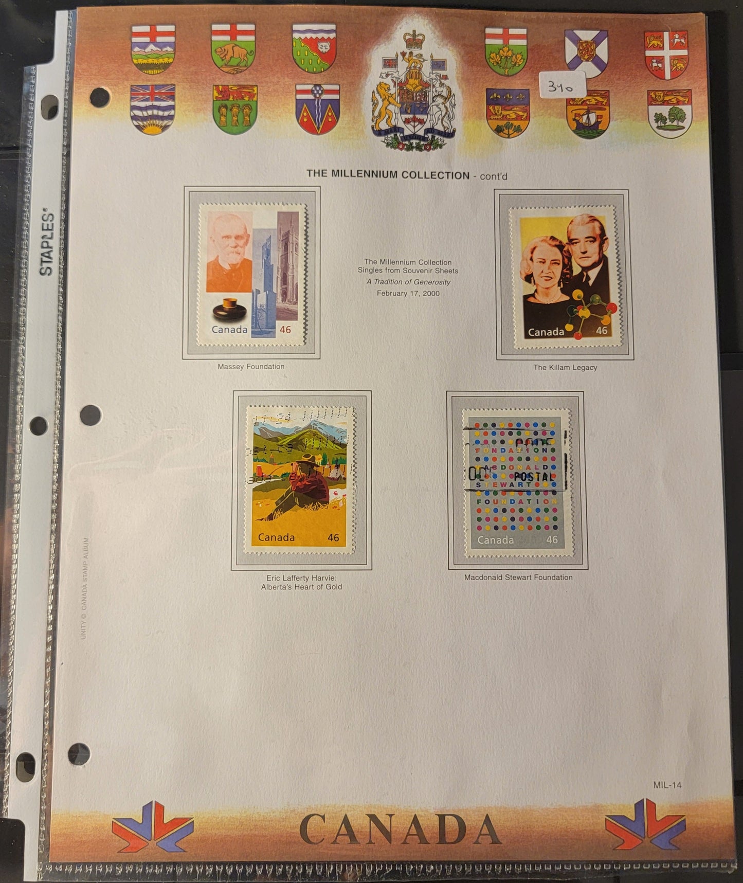 Canada #1830a-d 46c Multicoloured A Tradition Of Generosity, 2000 The Millennium Collection Issue, 4 Fine & VF Used Singles