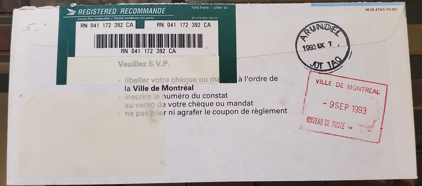 Canada #1157, 1182iii, 1354 3c, 10c, $2 Multicoloured Muskrat, Kinnickinnick, McAdam Railway, 1987-1991 Mammal & Architecture Issue, A VF Cover Combination Usage To Pay $4.23 Domestic Registered, AR Rate