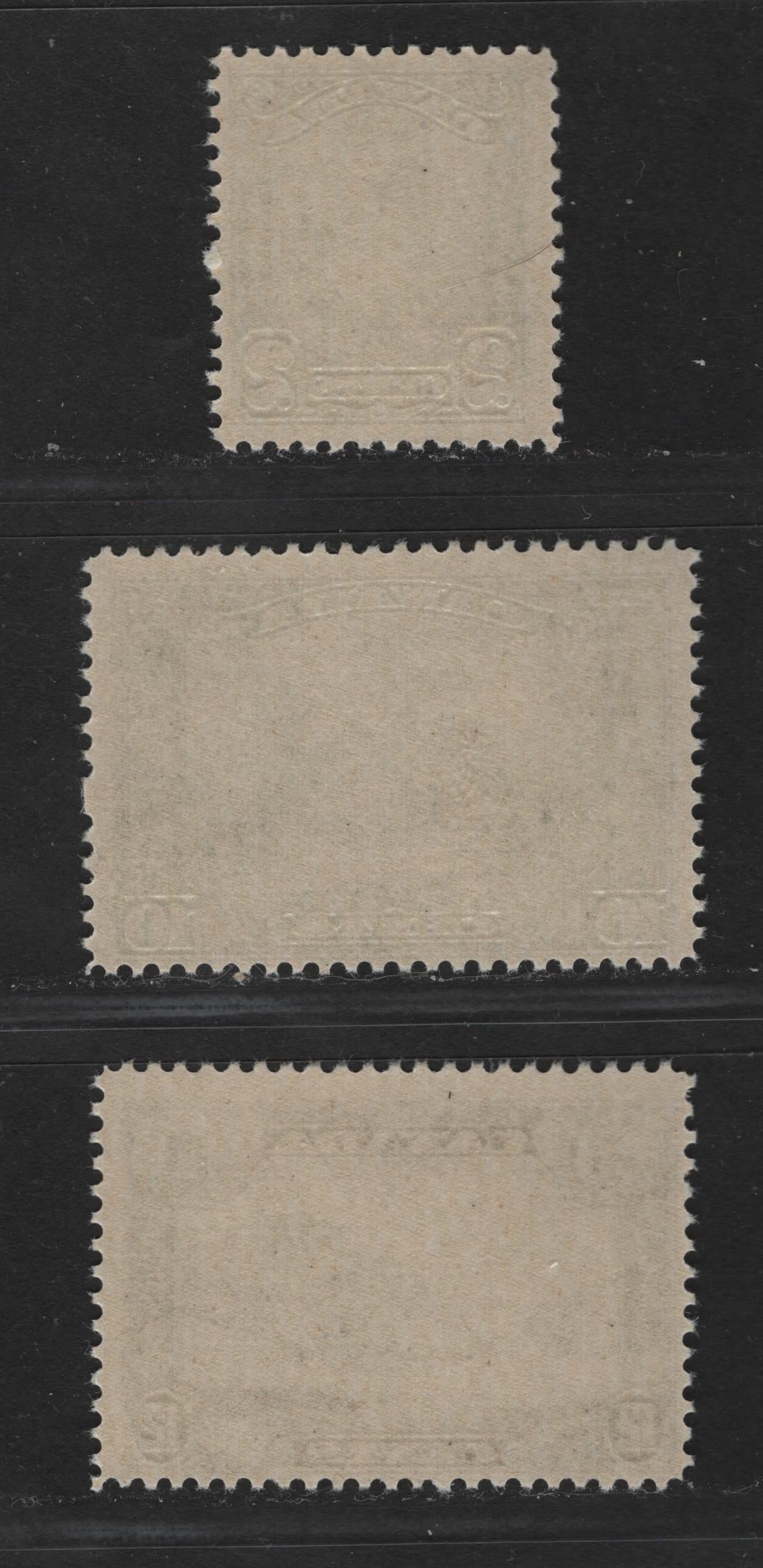 Lot 48 Canada #150, 155-156 2c, 10c, 12c Green, Deep Yellow Green & Greenish Slate King George V, Mt. Hurd & Quebec Bridge, 1928-1929 Scroll Issue, 3 Fine NH Singles