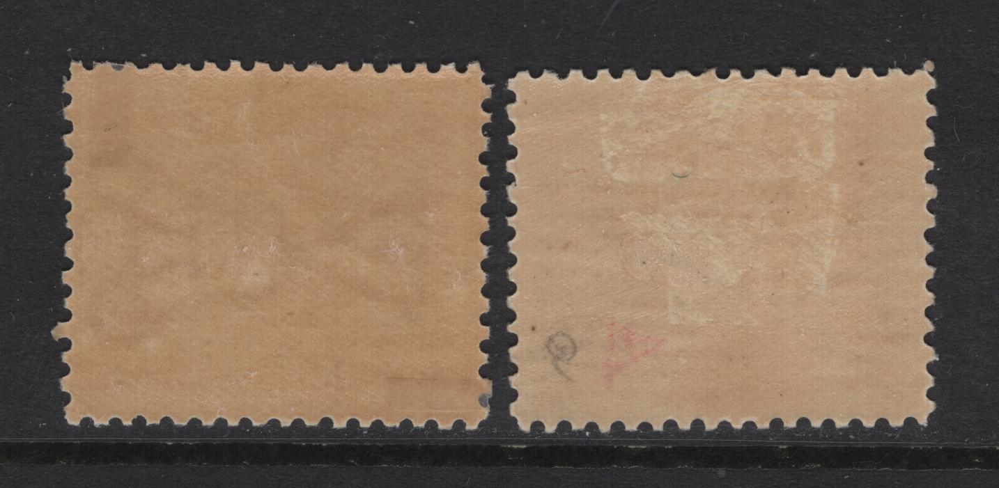 Lot 392 Australia - Western Australia (C) SG#140 2d Yellow Swan, 1905-1912 Swan Keyplate Issue, 2 VFOG Singles, Sideways & Sideways Inverted Crown Over A Wmks