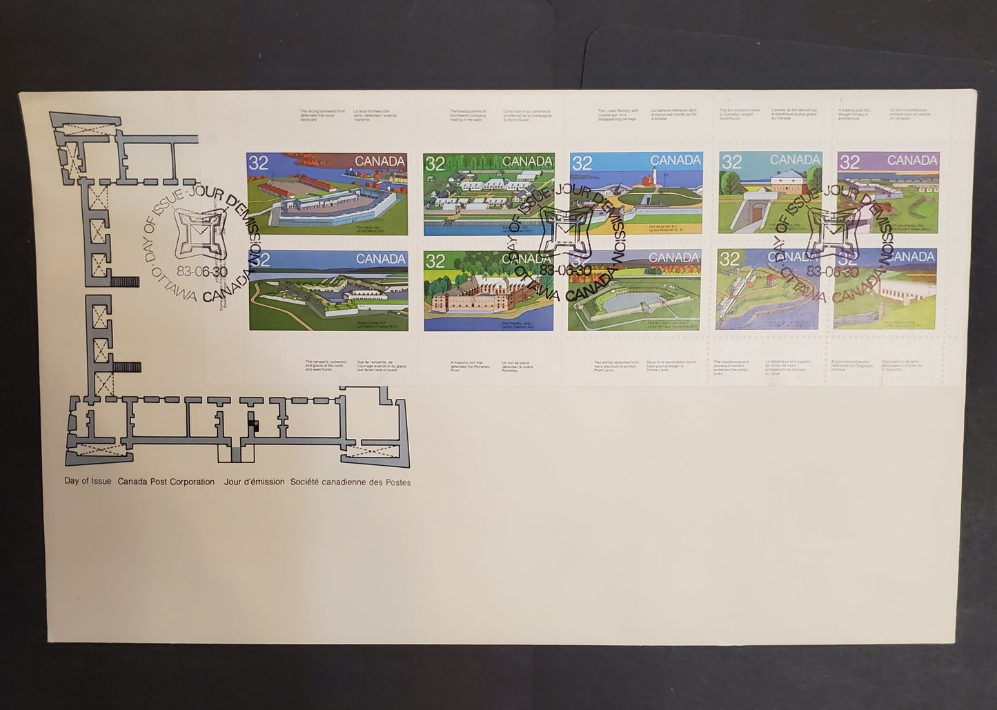 Canada 992a 32c Multicoloured Various Forts, 1983 Canadian Forts Issue, A VF Canada Post Official FDC MF Cream Envelope