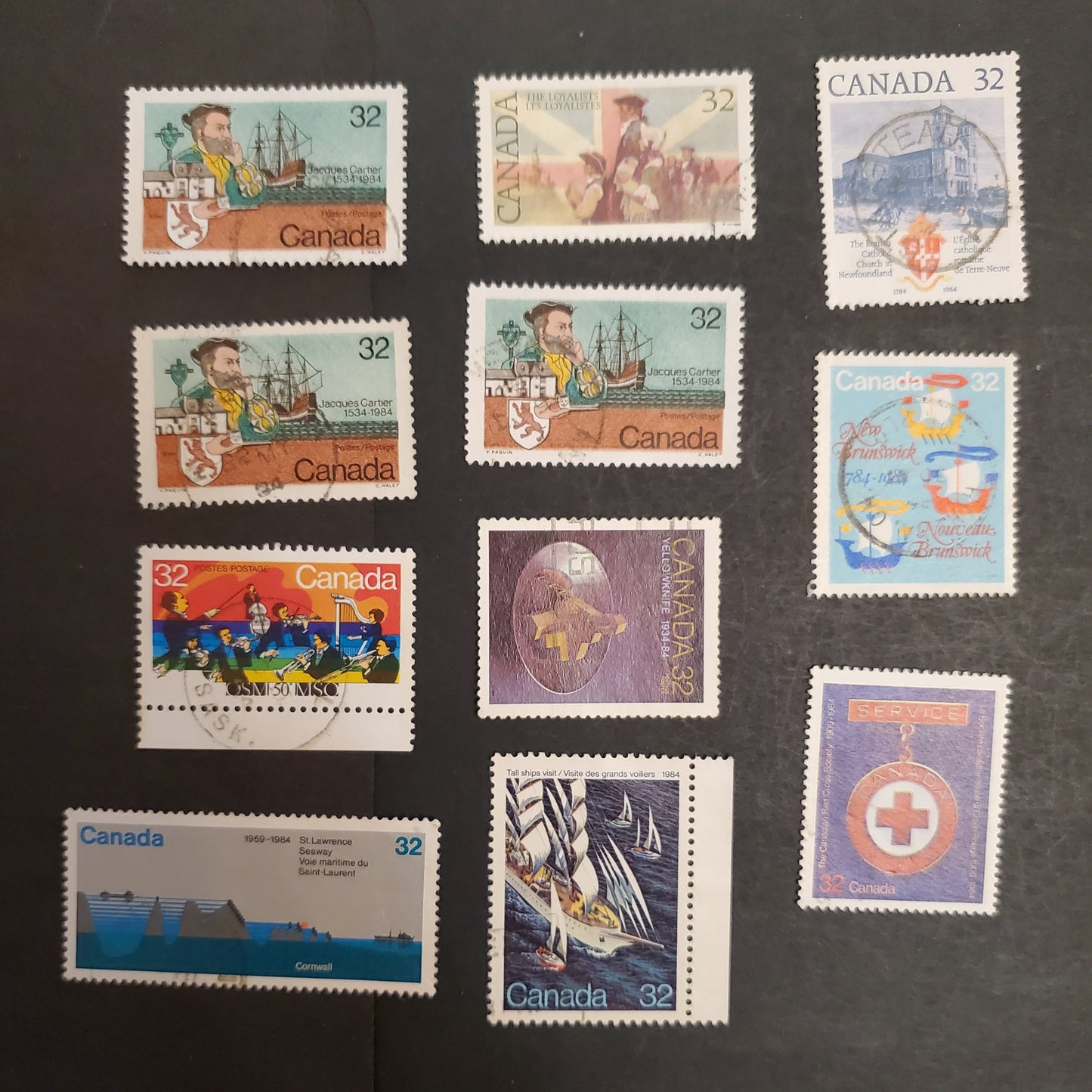 Canada 1009-1011ii, 1012-1015, 1028-1029 32c Multicoloured Various Subjects, 1984 50th Anniversary of Yellowknife - Roman Catholic Church Issues, 11 VF Used Singles All With Light, In-Period Cancels