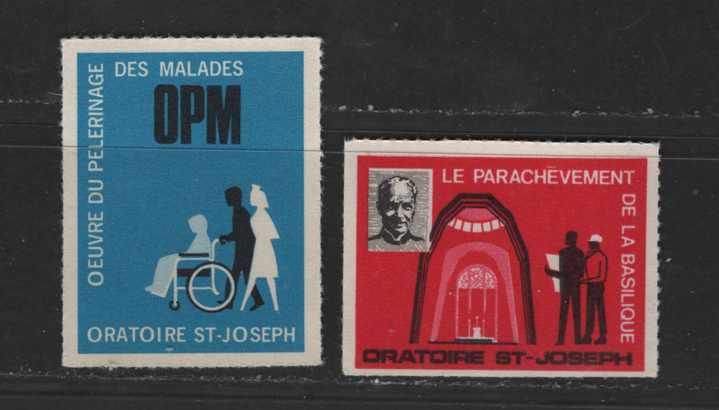 Lot 111 Canada #CC4650 Bright Blue & Carmine Basilica Arch & Person in Wheelchair, 1967 Oratoire St. Joseph Memorial Issues, 2 VFNH Singles