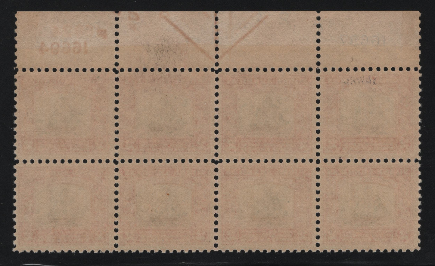 Lot 60 United States Of America #620 2c Black & Dark Carmine Sloop Restaurationen, 1925 Norse-American Issue, A VFNH Plate Block Of 8 Two Plate Numbers, 2c Counters And Large Arrow & Centre Line