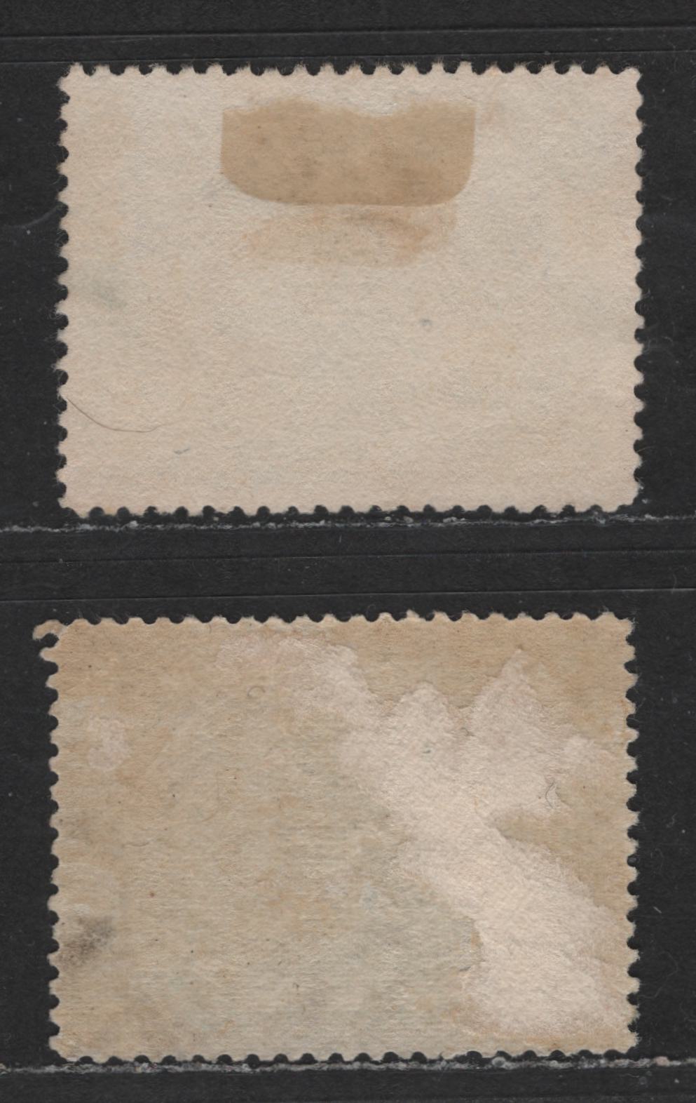 Canada #E1b, E1ii 10c Dark Yellow Green & Green Engine Turned Pattern, 1898-1922 First Special Delivery Issue, 2 Fine Used Singles With and Without Fine Diagonal Shading In The Value Tablet