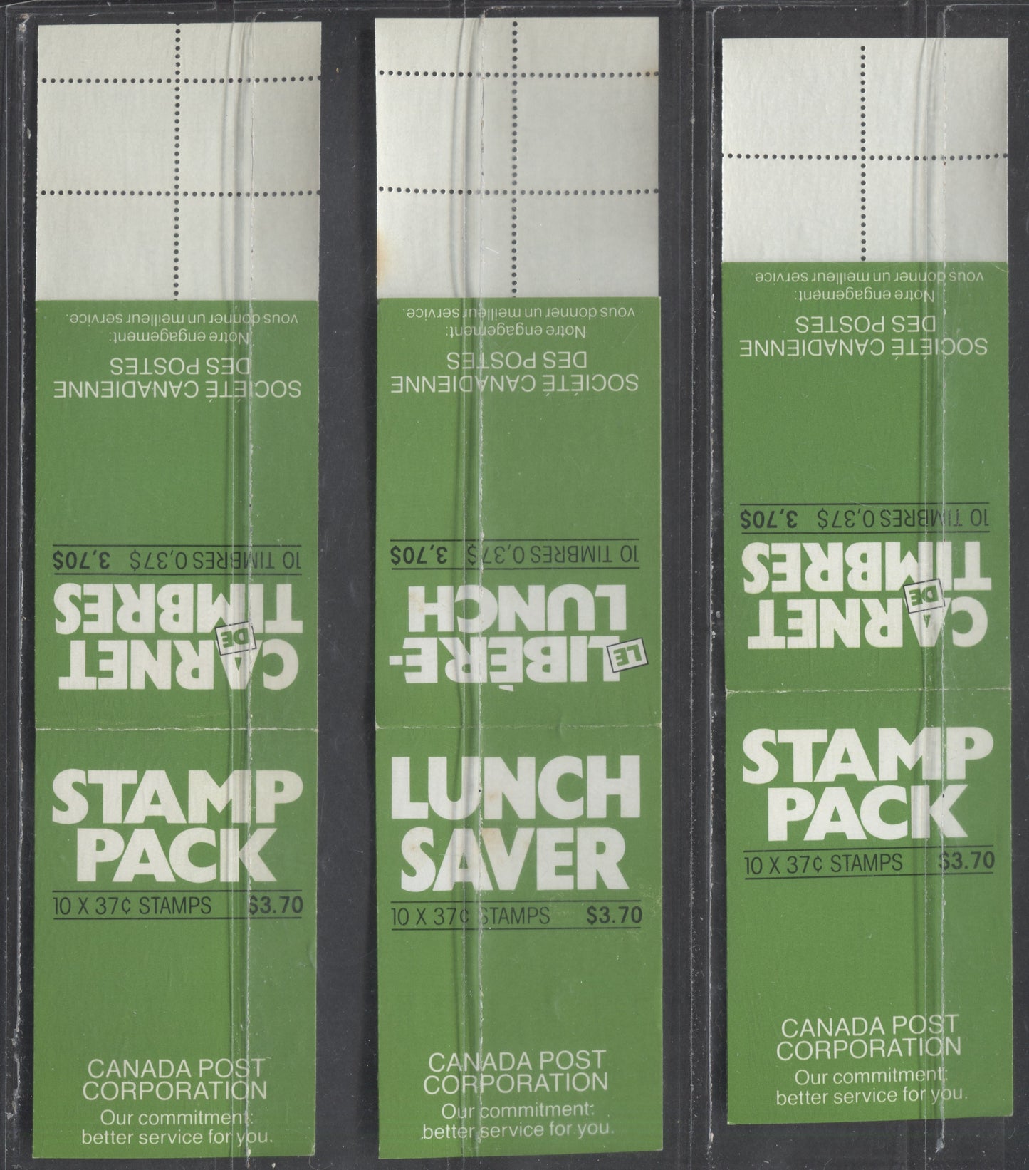 Lot 5 Canada #BK97a,b,d 37c Multicolored Parliament Building, 1987 Flag & Wildlife Issue, 3 VFNH Booklets Of 10 On Harrison Papers With Different Cover Texts & Card Stocks