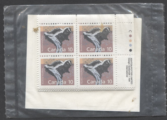 Canada #1160 10c Multicolored Skunk, 1988-1992 Mammal Definitives, A VFNH Sealed Pack Of Inscrption Blocks On Coated Paper With DF Type 6 Canada Post Insert