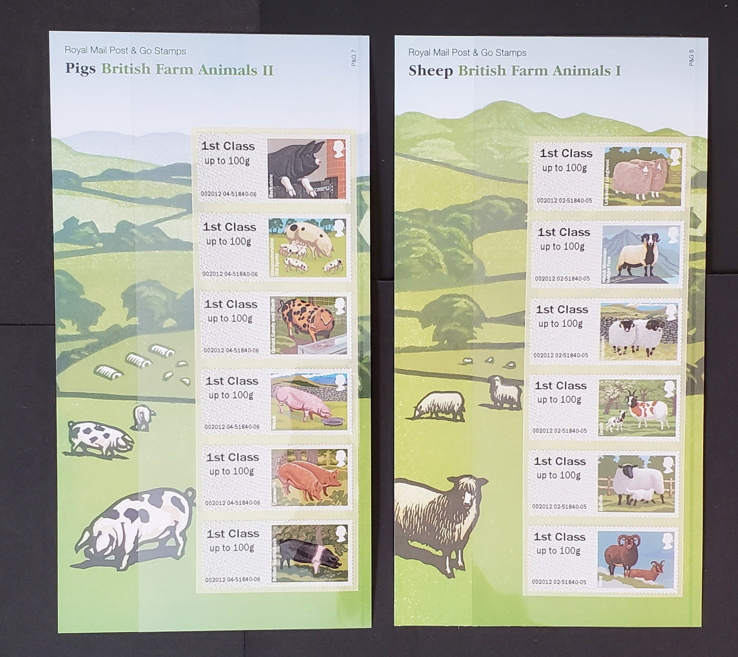 Lot 131 Great Britain SG#FS27, FS33 2012 British Farm Animals 1st & 2nd Series, Post & Go, 2 VFNH Special Packs With Strips Of 6, Click on Listing to See ALL Pictures, Estimated Value $32.6 CDN