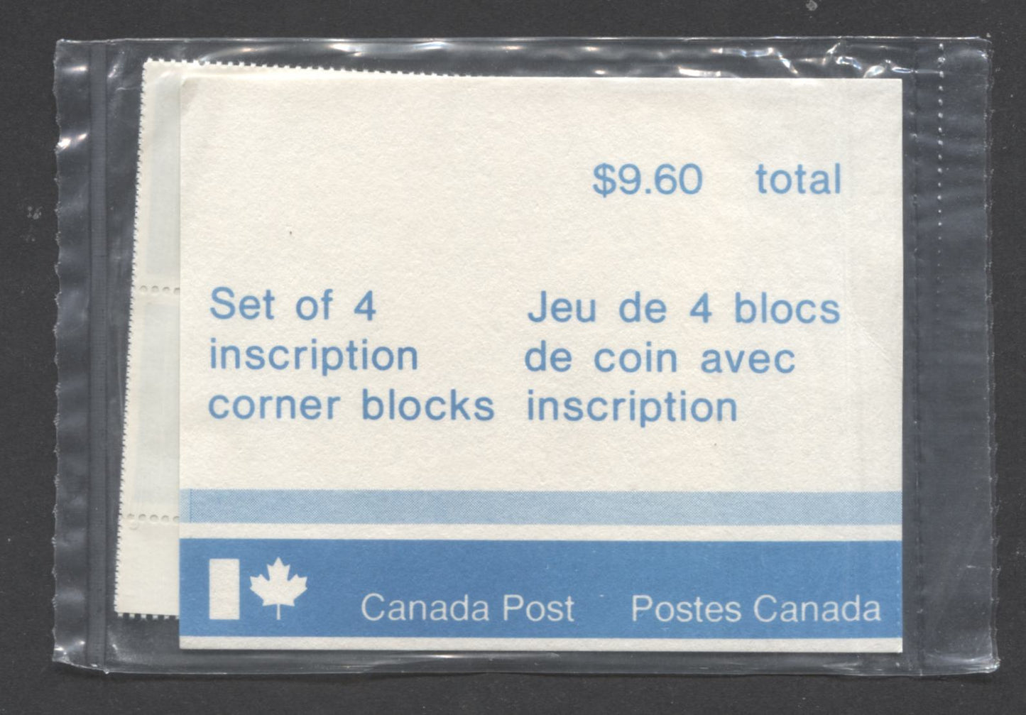 Canada #975 60c Multicoloured 1982 Christmas Issue, Canada Post Sealed Pack of Inscription Blocks on DF/DF Paper, With LF Type 4A Insert Card, VFNH, Unitrade Cat. $26