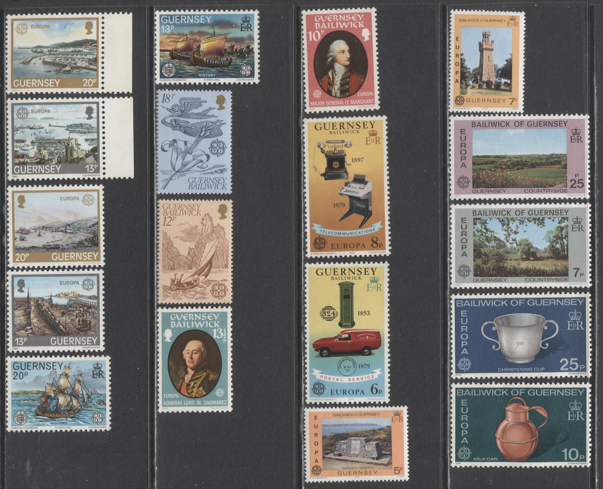 Lot 283 Guernsey(Great Britain) SC#135/263 1976 - 1983 Europa Issue, 18 VF NH & OG Singles, Click on Listing to See ALL Pictures, 2017 Scott Cat. $7.15 USD