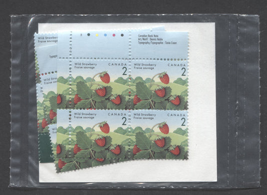 Canada #1350i 2c Multicoloured 1992 - 1998 Edible Berries Definitive Issue, Canada Post Sealed Pack of Inscription Blocks, CBN Printing On DF Harrison Paper, With HB Type 6B Insert Card, VFNH, Unitrade Cat. $14.5