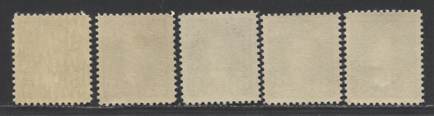 Lot 71 Canada #235 5c Blue, 1937 Mufti Issue, 5 VFNH Singles With Various Papers, Shades & Gums, Different From Previous (#106) Lot