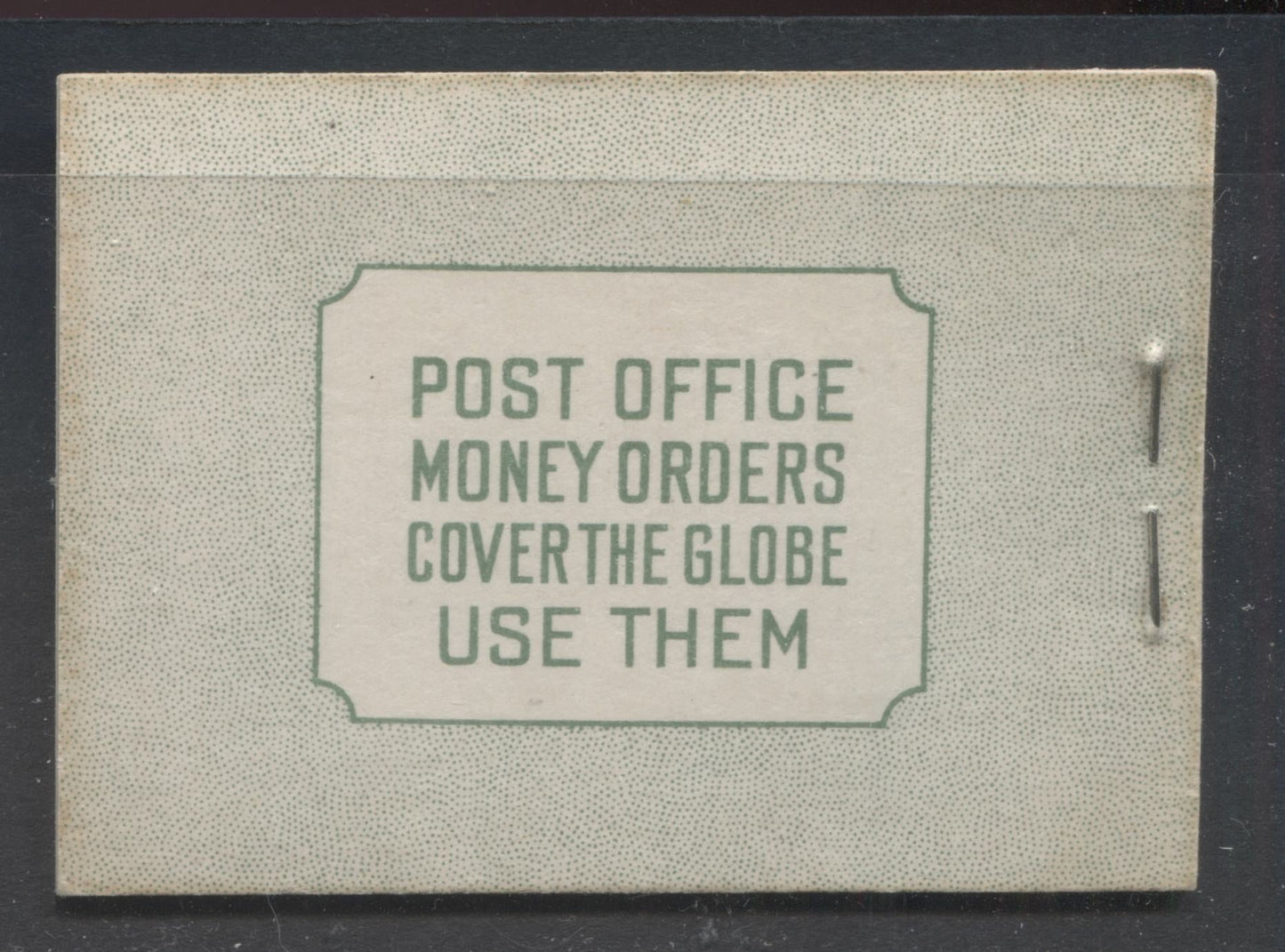 Lot 73 Canada #BK28cE 1937-1942 Mufti Issue, Complete 25c English Booklet, 4 Panes of 6 1c Green, 6c Rate Page, 17 mm Staple, Horizontal Ribbed Paper, Type 2 Covers, Harris Front Cover Type IIA