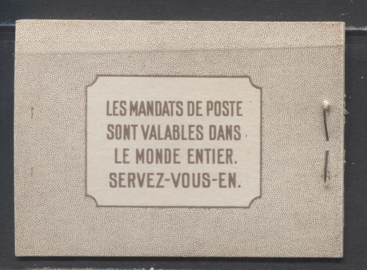 Lot 74 Canada #BK29cF 1937-1942 Mufti Issue, Complete 25c French Booklet, 2 Panes of 6 2c Brown, 6c Rate Page, Smooth Vertical Wove Paper, Type II Covers, Harris Front Cover Type IIL