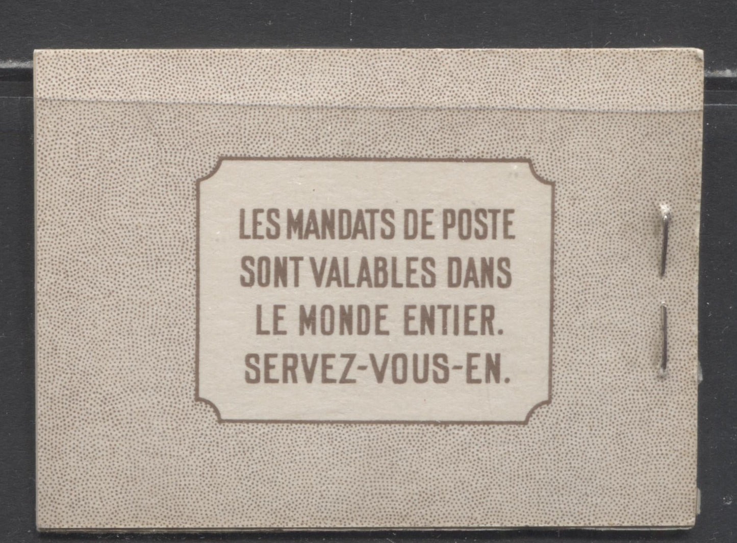 Lot 18 Canada #BK29cF 1937-1942 Mufti Issue, Complete 25c French Booklet, 2 Panes of 6 2c Brown, 6c Rate Page, Smooth Vertical Wove Paper, Type II Covers, Harris Front Cover Type IIm