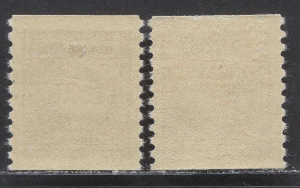 Lot 27 Canada #279 2c Brown King George VI, 1948 War Issue Coils, 2 VFOG Coil Singles On Vertical Ribbed Paper With Smooth Semi Glossy Cream Gum, Different Shades, Perf 9.5 Vertically