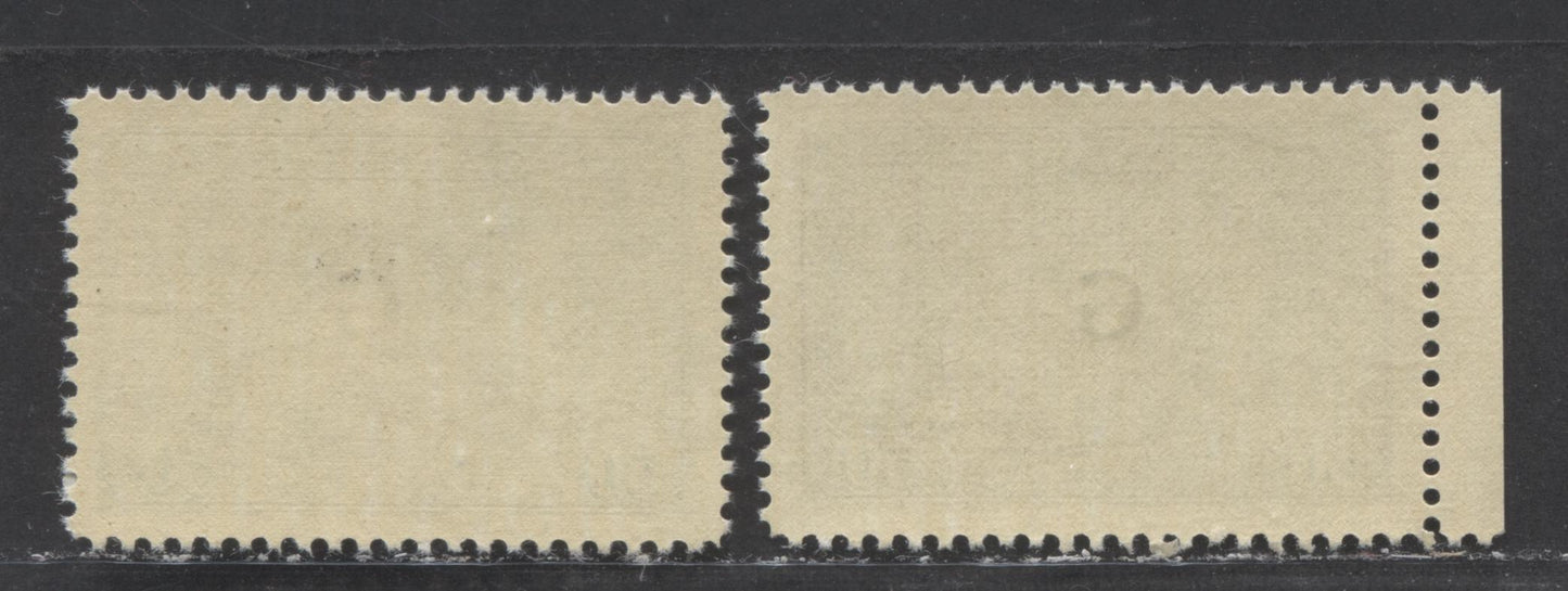 Lot 93 Canada #O23 50c Dull Green Oil Wells, 1950-1951 Peace/Natural Resource Overprints, 2 VFNH Singles On Horizontal Ribbed Papers With Semi Glossy & Satin Cream Gums, Two Distinct Shades