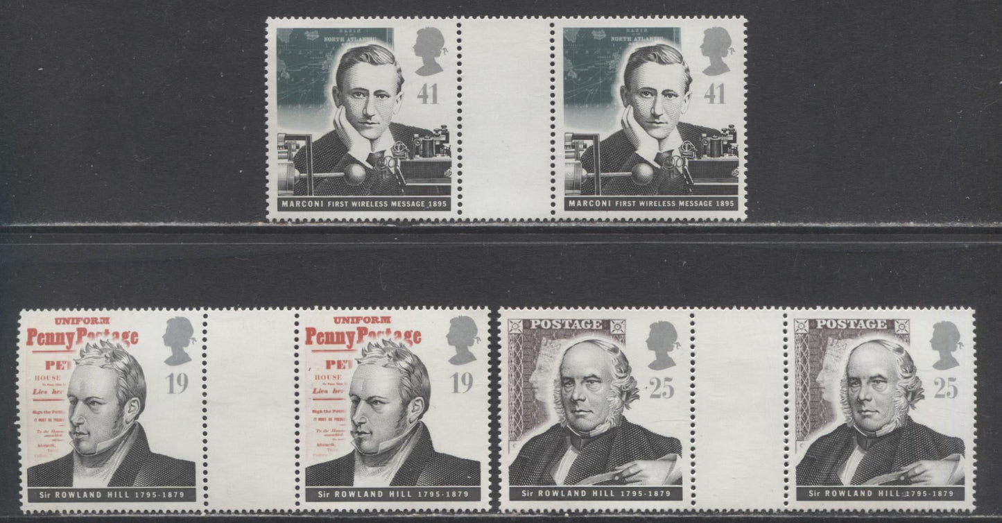 Lot 12 Great Britain SG#1887-1900 1995 Pioneer's Of Communication, Rugby League & Christmas, 14 VFNH Gutter Pairs, Click on Listing to See ALL Pictures, Estimated Value $21 CDN
