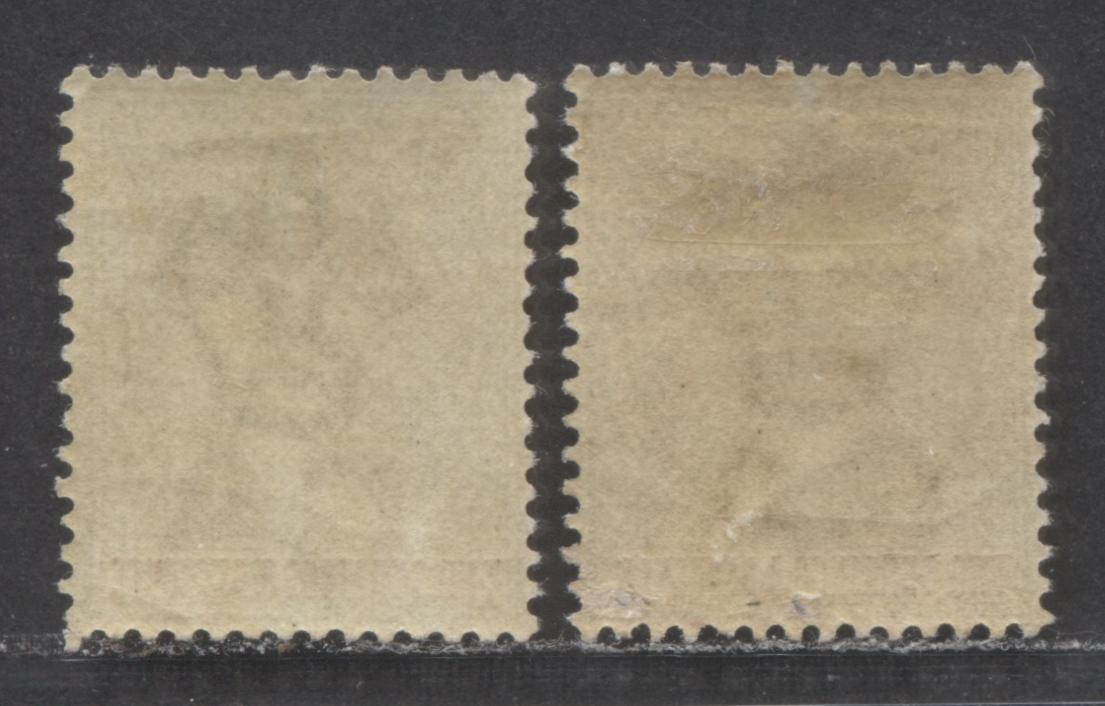 Lot 109 Lagos SC#34 2/6 Green & Carmine 1887-1902 Bicolored, Crown CA Watermark, Perf 14 Comb, Two Different Printings, 2 VFOG Example, Click on Listing to See ALL Pictures, 2022 Scott Classic Cat. $55 USD