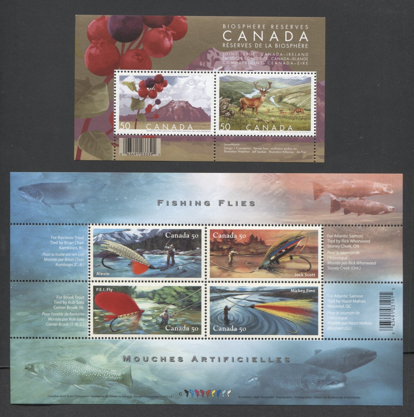 Lot 374 Canada #2084,2087,2091,2106b,2110, 2005 Year Of The Rooster - Homer Watson Issues, 5 VFNH Souvenir Sheets On NF/NF Paper $25