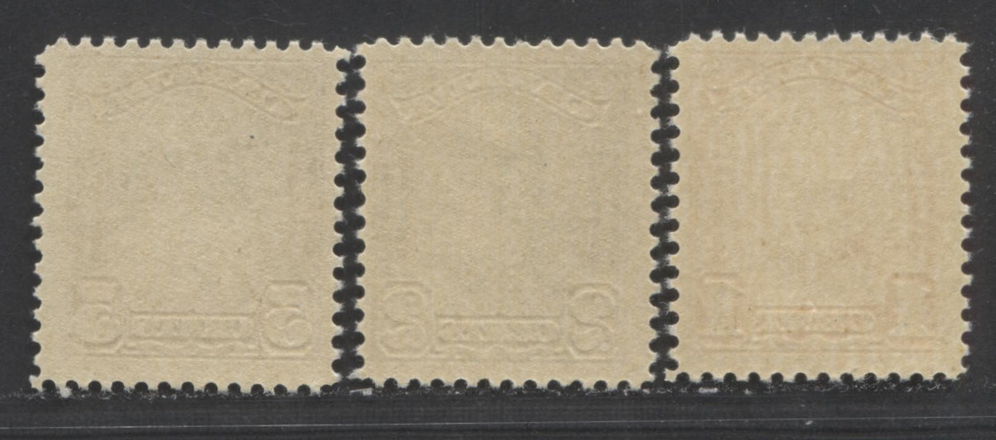 Lot 37 Canada #149-150, 153 1c/5c Orange/Deep Violet King George V, 1928-1929 Scroll Issue, 3 FNH Singles