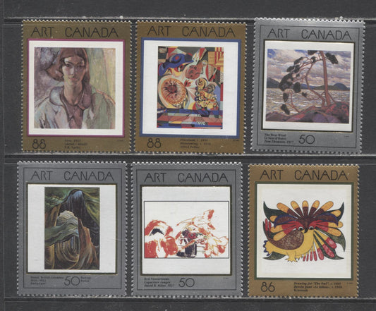 Canada #1271/1545 50c/88c Multicolored The West Wind - Floraison, 1990-1995 Canadian Art Issues, 6 VFNH Singles, The Complete Set