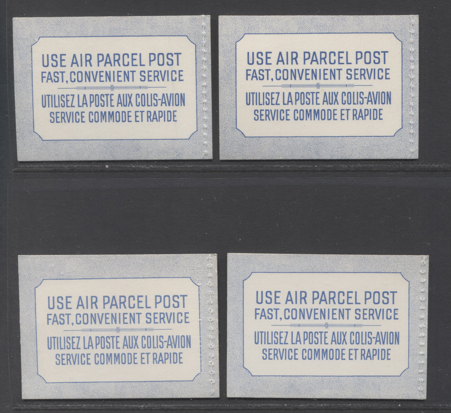 Lot 28 Canada #BK49b 5c Blue, 1954 - 1962 Wilding Issue, 4 VFNH Booklets With 1 Pane Of 5 + Label Type I Stitched With Ribbed Paper, Complete Set Of All Four Harris Cover Types