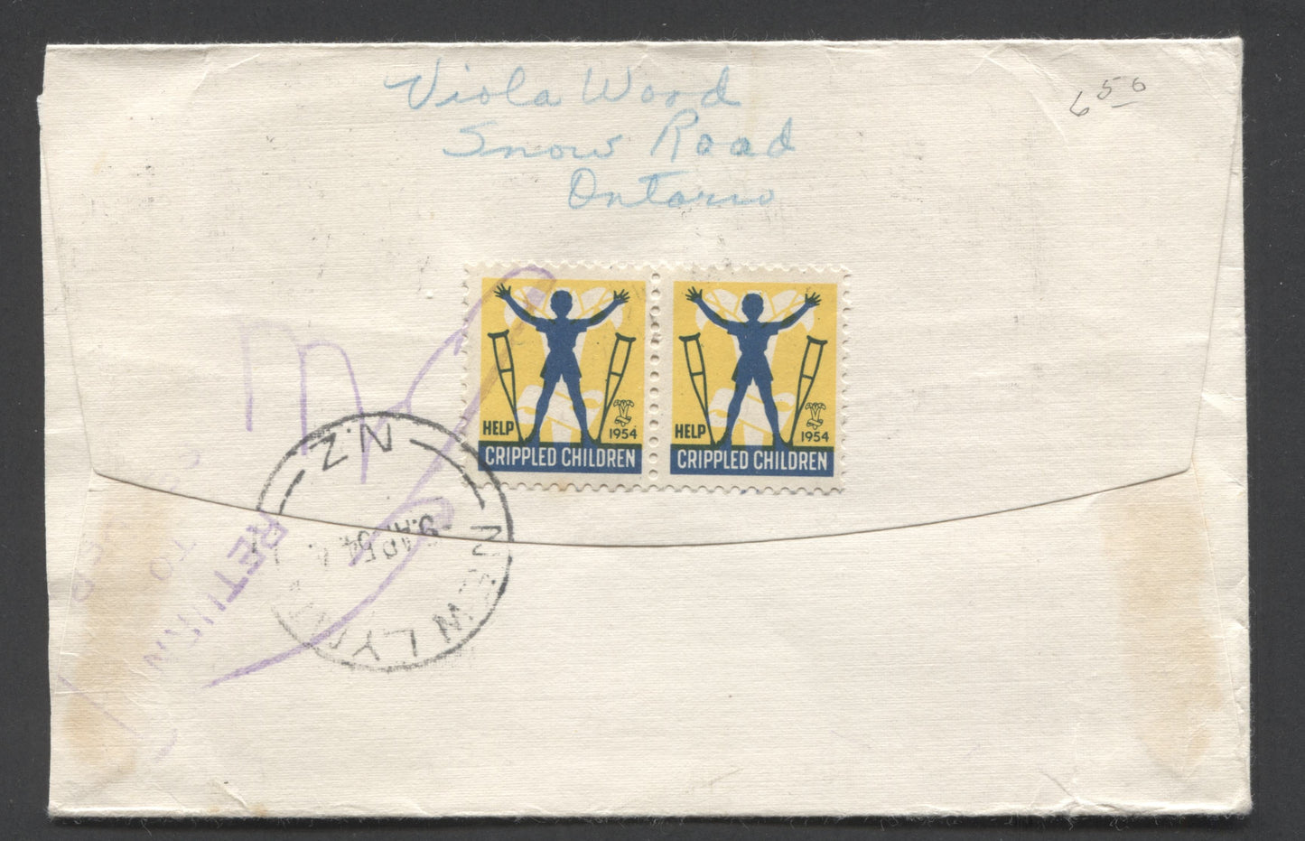 Canada #335-336, 341, 343 4c/15c Gray Walrus/Gannet 1954 Wildlife & Wilding Issues, A First Day Cover Franked With Combination Singles, Sent To New Zealand At The 25C Airmail Rate, So Overfranked By 4c, Net Est. Value $10