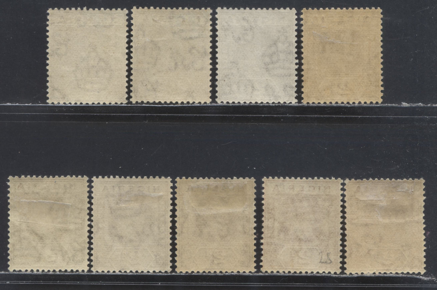 Lot 134 Nigeria SC# 22-23b (SG# 19-20a) 2d 1921 - 1933 King George V Imperium Key Plate Issue, Script CA Watermark, Die 1 & 2 Different Printings, 9 F/VF OG Singles, Click on Listing to See ALL Pictures, 2022 Scott Classic Cat. $46 USD