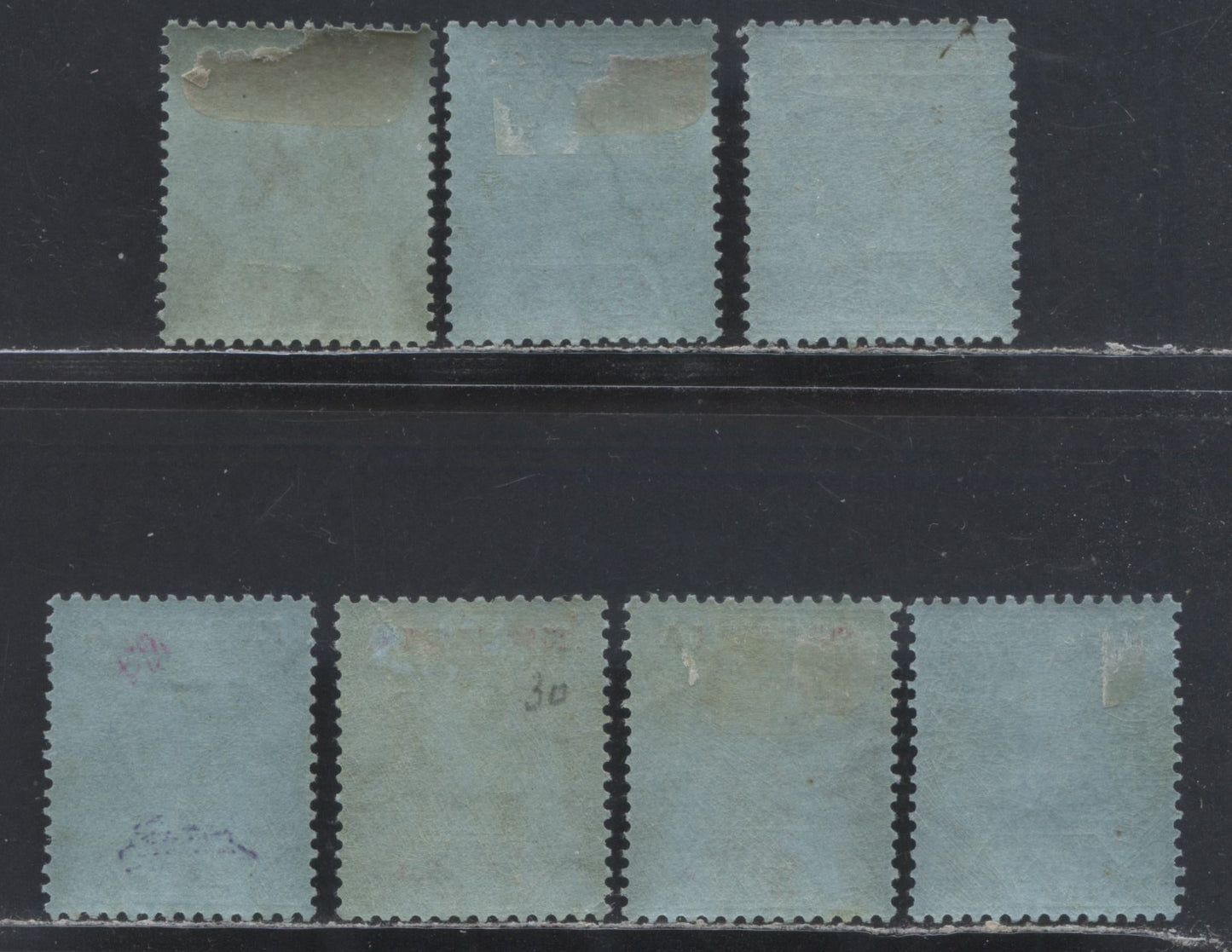 Lot 140 Nigeria SC# 30 (SG# 27) 2/6d 1921 - 1933 King George V Imperium Key Plate Issue, Script CA Watermark, Black And Carmine Die 2, 7 Different Printings All With Carmine Duty Plate, 7 F/VF OG Singles, 2022 Scott Classic Cat. $51.75 USD