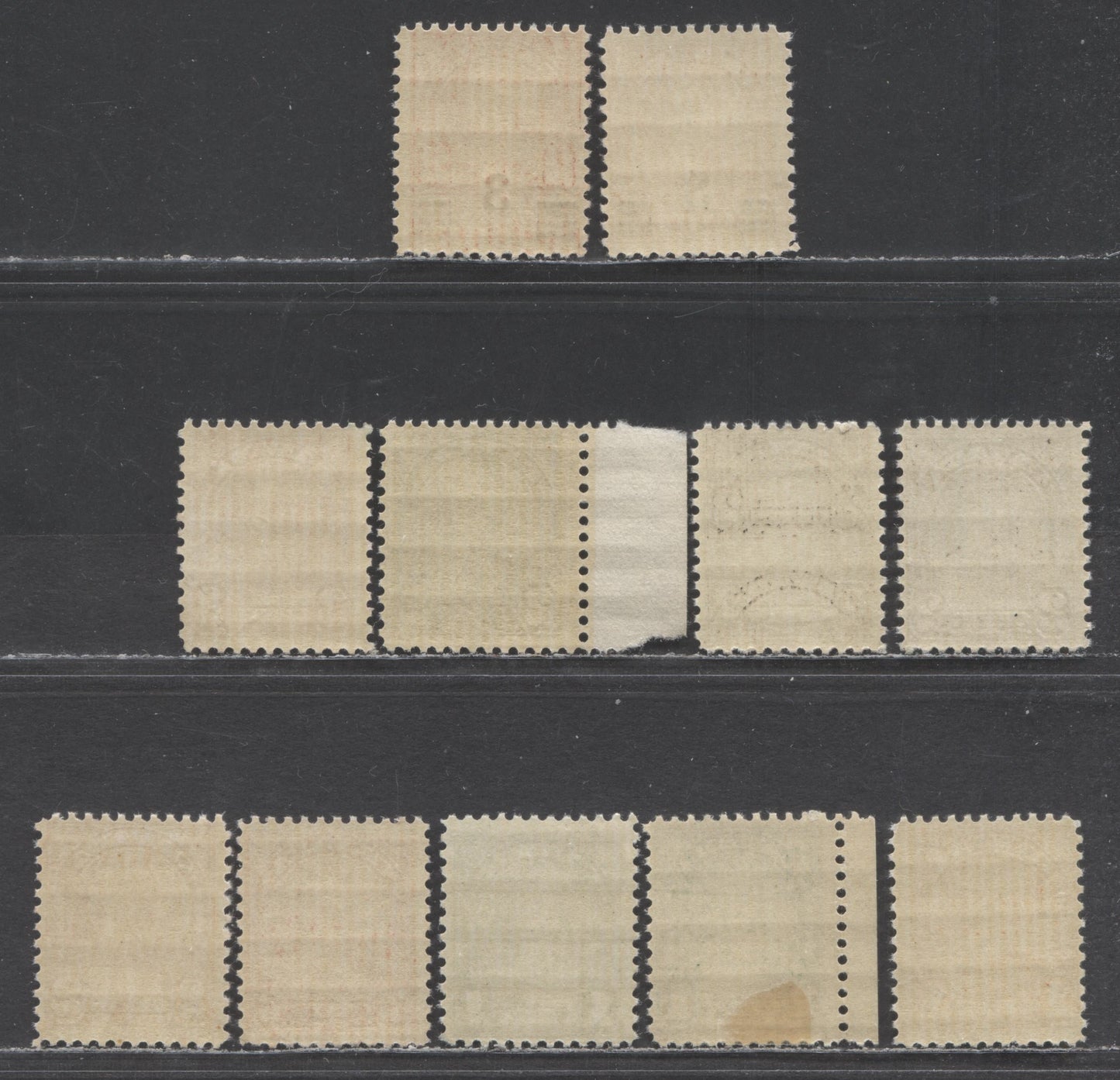 Canada #162-163-b,164-165a,166-b, 191-a 1c-3c on 2c Orange/Carmine King George V, 1930-1931 Arch/Leaf & Provisional Issues, 7 VFOG Singles