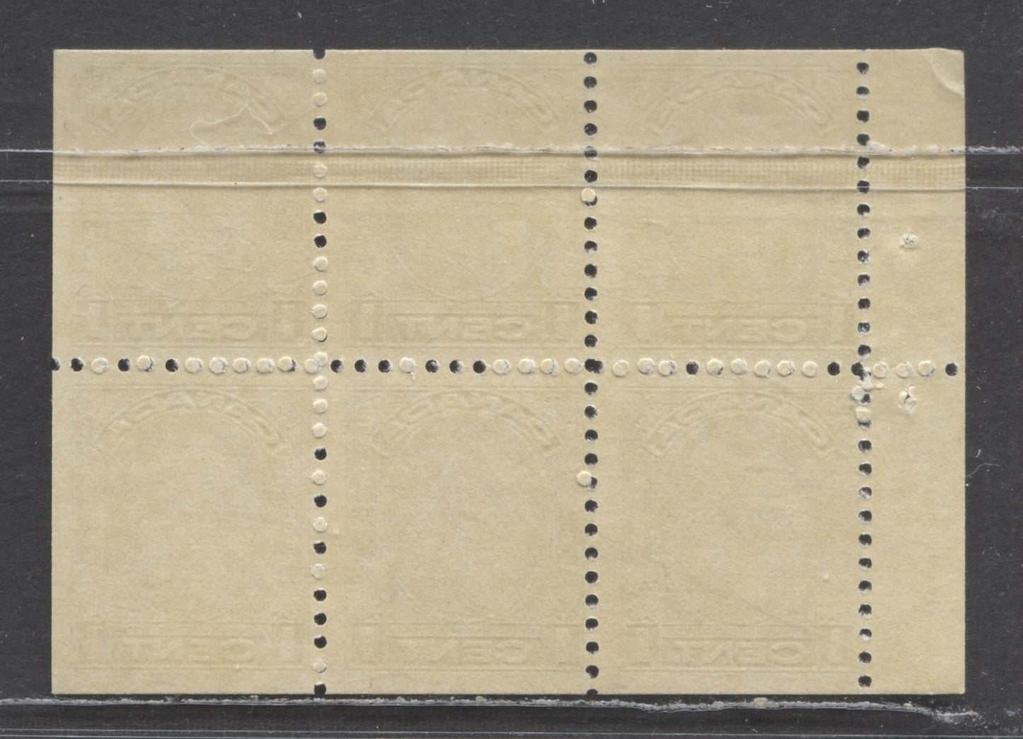 Canada #195b 1c Dark Green King George V, 1932 Medallion Issue, A FNH Booklet Pane Of 6 With Cream Gum, Later Printing