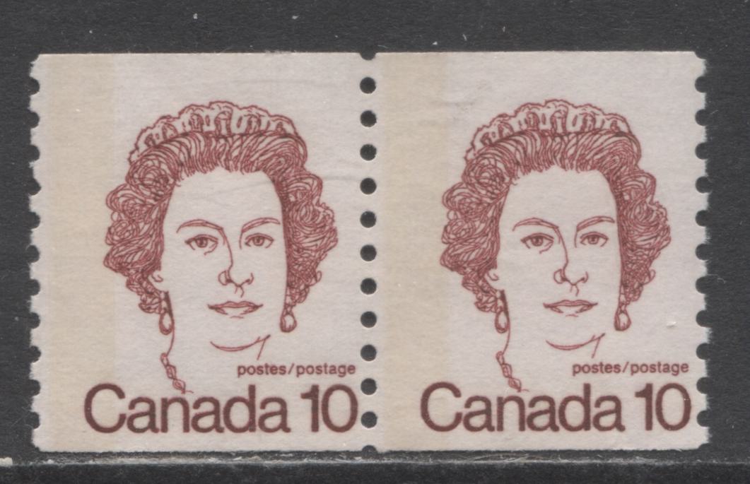Lot 139 Canada #605iiiT4 10c Dark Carmine Queen Elizabeth II, 1974-1976 Caricature Coil Issue, A FNH Pair On NF/NF Paper With G2aC Tagging Error