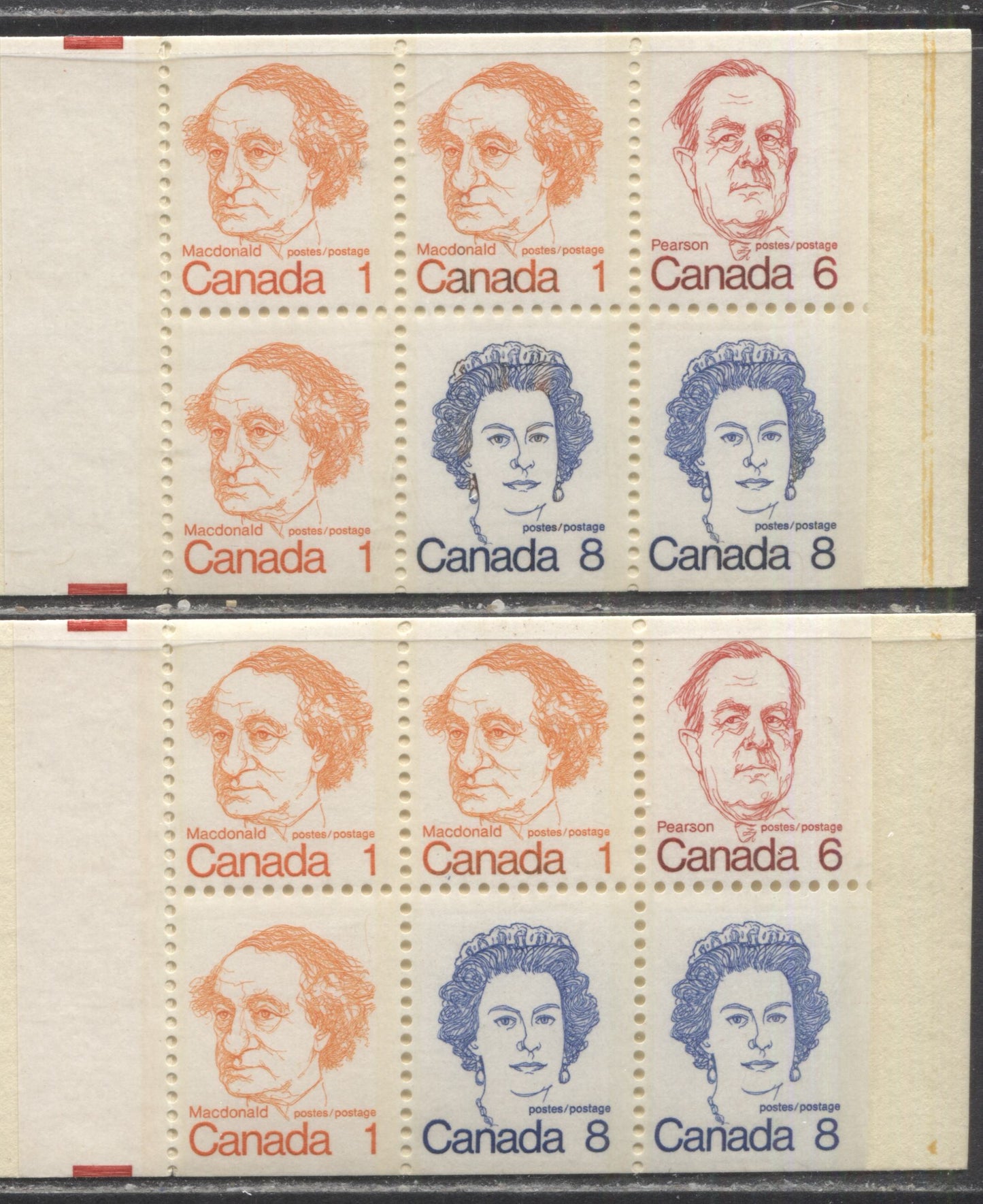 Canada McCann #BK74evar 1972-1978 Caricature Issue, 2 Complete 25c Booklets, NF Covers, NF/NF Panes Plus Counter Booklet, 74mm Pane