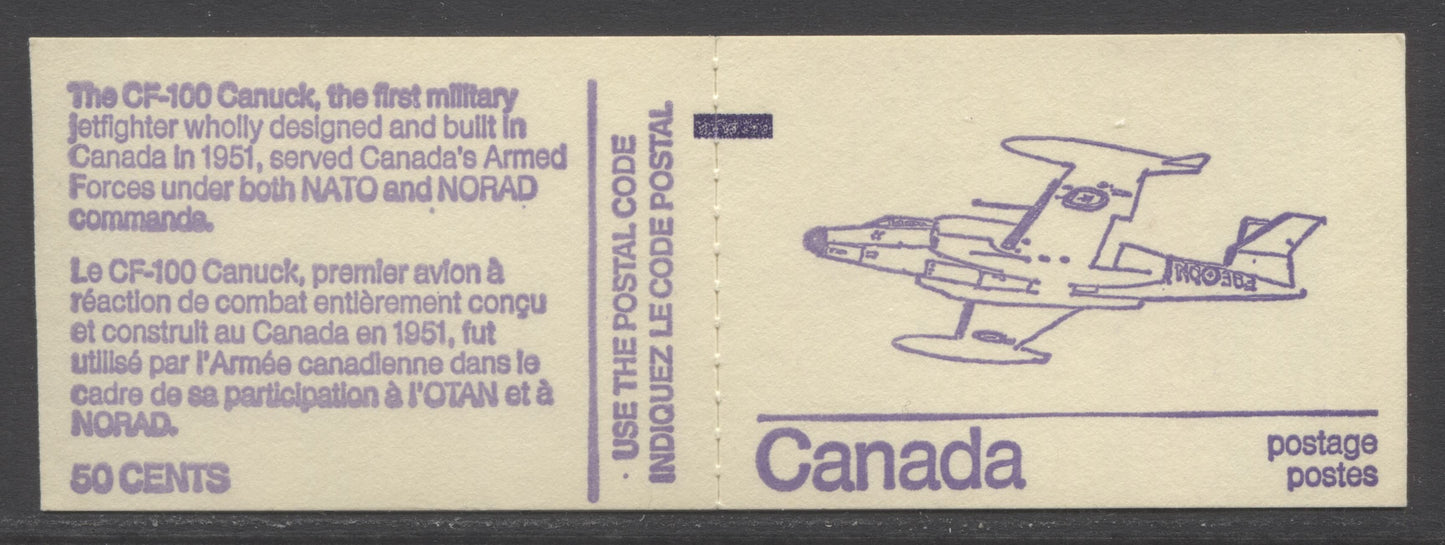 Canada #BK76A var, 1972-1978 Caricature Issue, A VFNH 50c Counter Booklet, HB Cover, DF-fl Pane, Vertically Ribbed Paper