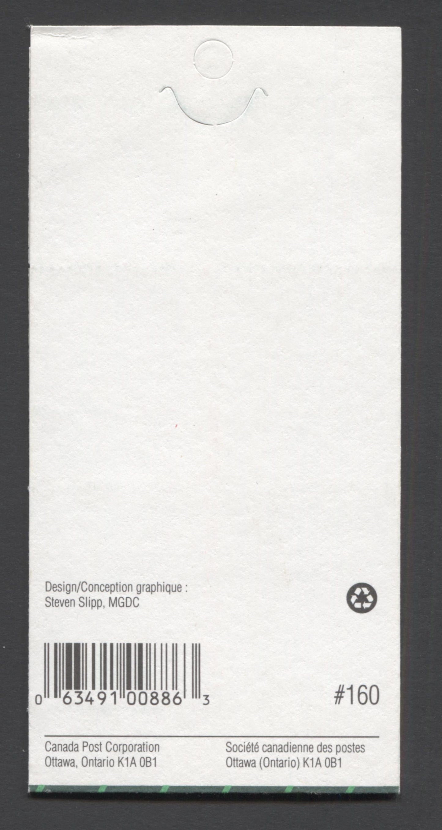 Canada #BK134a-b (SG #SB145) 1991 Christmas Issue, Complete $4 Booklet, Front Cover