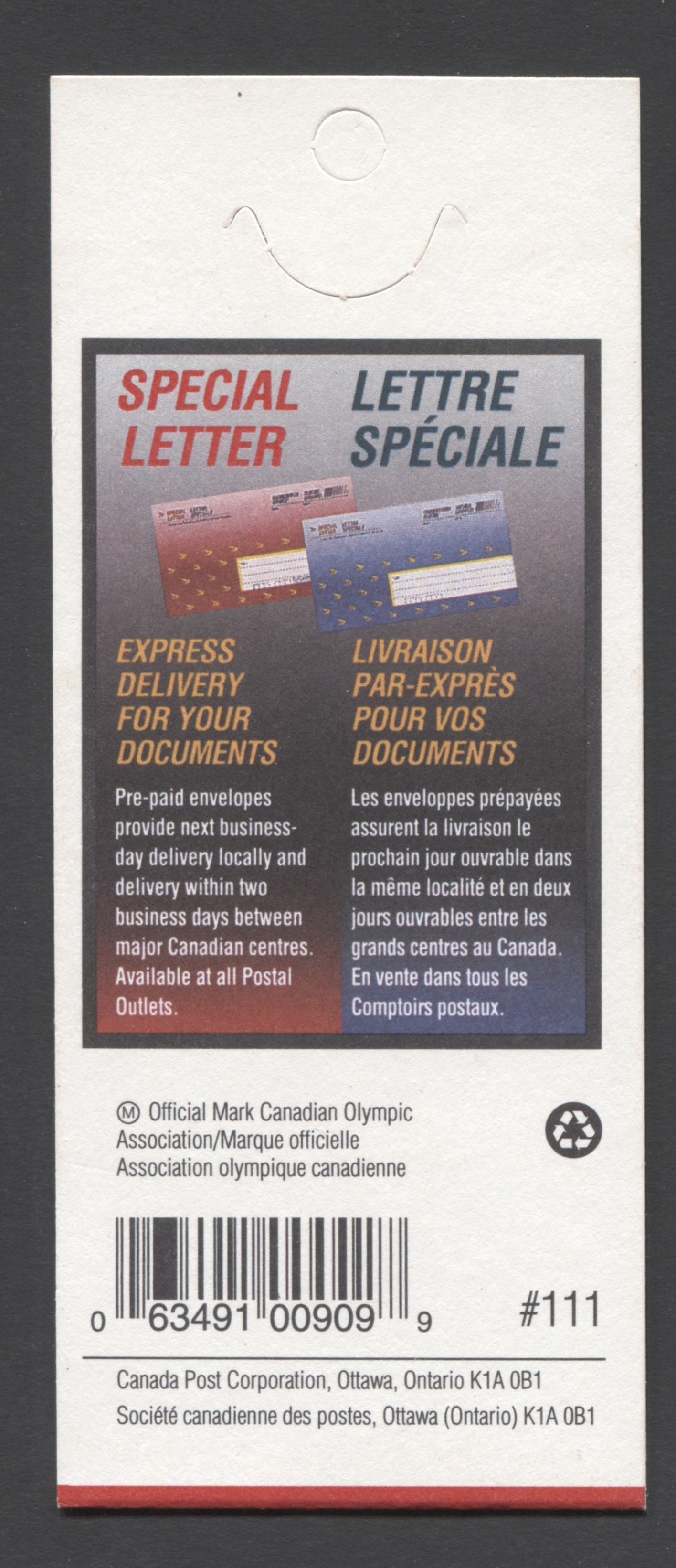 Canada #BK142a-c 1991-1998 Fruit and Flag Definitive Issue, Complete $2.40 Booklet, Coated Papers Paper, Dead Paper, 4 mm GT-4 Tagging