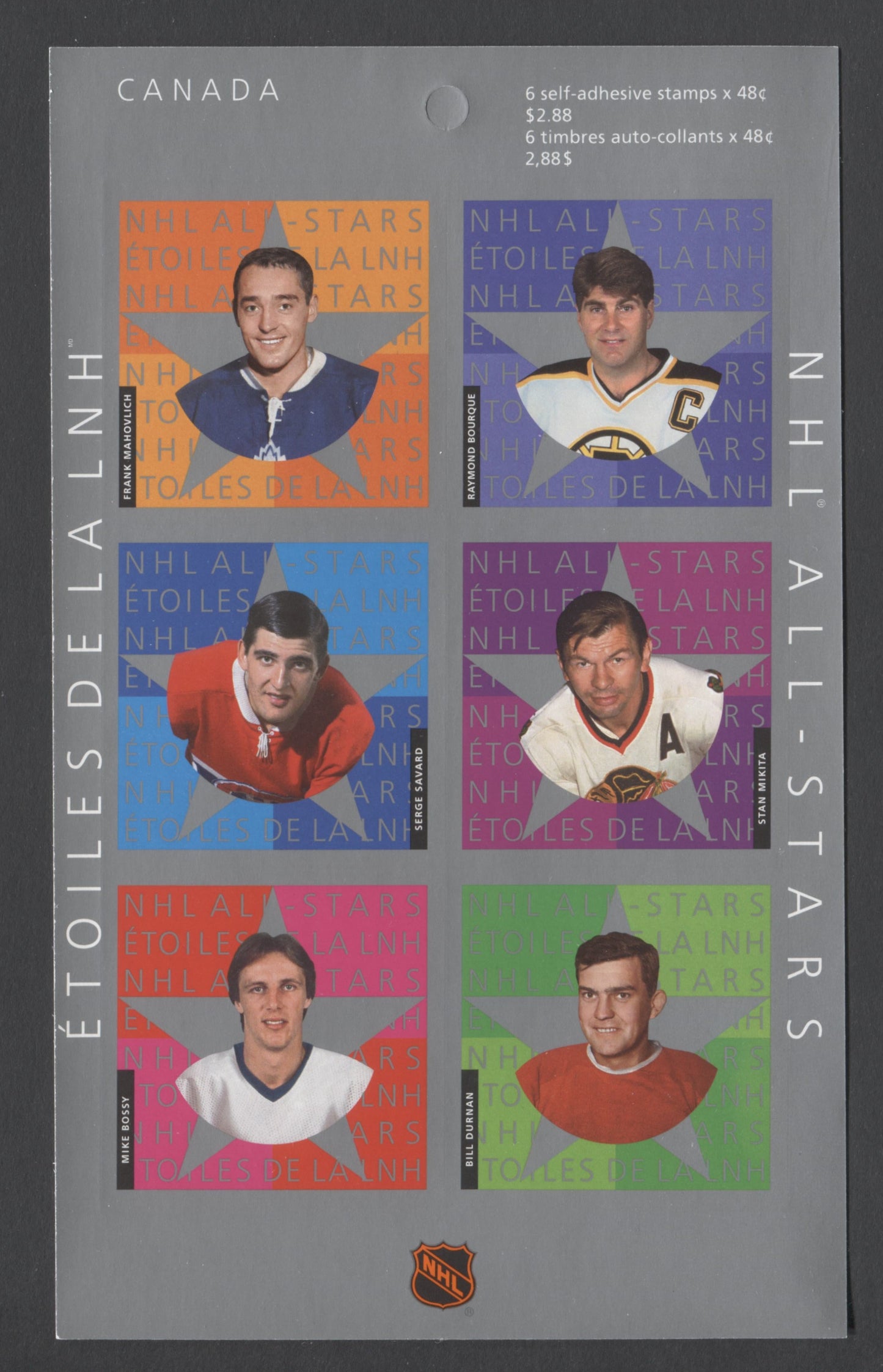 Canada #BK265 2003 NHL All Stars Issue, Complete $2.88 Booklet, JAC Paper, Dead Paper, 4 mm GT-4 Tagging