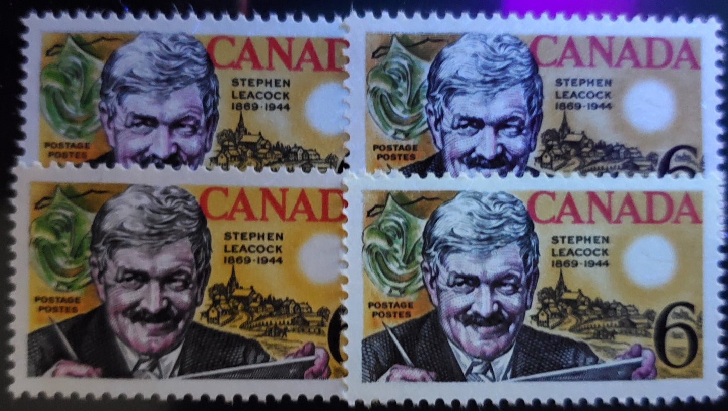 Canada #500-501, 504 6c 1969 Canada Games, Sir Isaac Brock And Stephen Leacock Issues, 11 VFNH Singles With Unlisted LF Papers On 501,504 And Other Variations Of HB, HF, DF And DF-fl