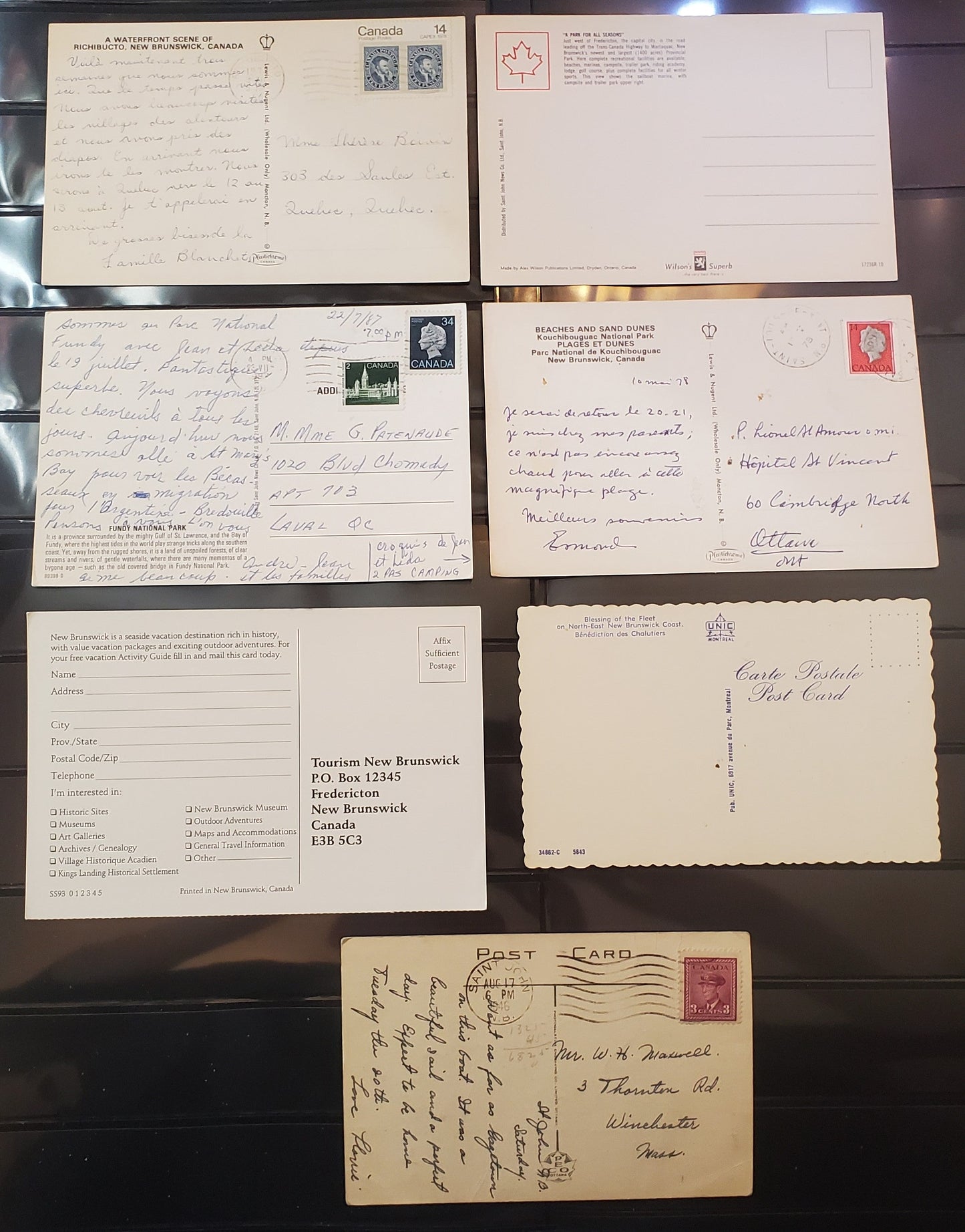 A Group of 7 Postcards From New Brunswick, Showing Various Views, From The 1940's, 1960's, and 1970's-1990's, Overall F/VF, Net Est. $3