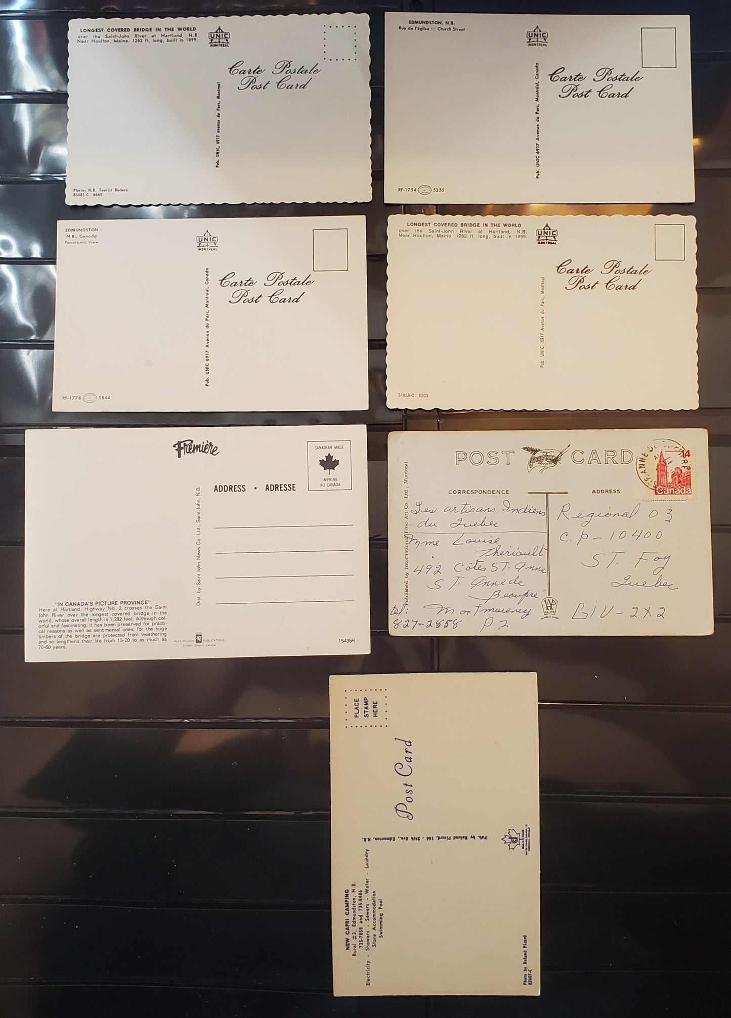 A Group of 7 Postcards From Edmunston and Heartland New Brunswick, Showing Covered Bridge and Other Views, From The 1960's and 1970's, Overall F/VF, Net Est. $3
