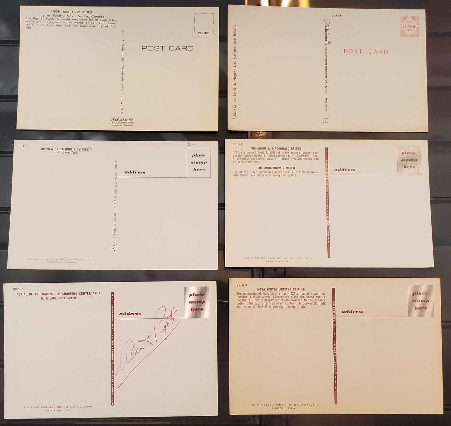 A Group of 6 Postcards From Nova Scotia, Showing Various Views, From The 1960's and 1970's, Overall VG and VF, Net Est. $3