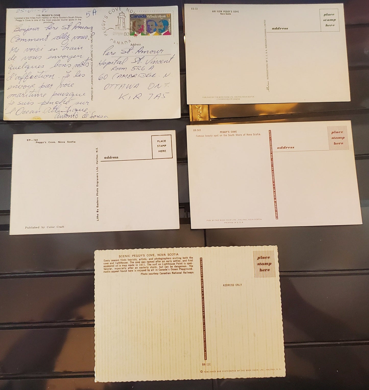 A Group of 5 Postcards From Peggy's Cove, Nova Scotia, Showing Coastal Views, From The 1970's-1980's, Overall VF, Net Est. $3