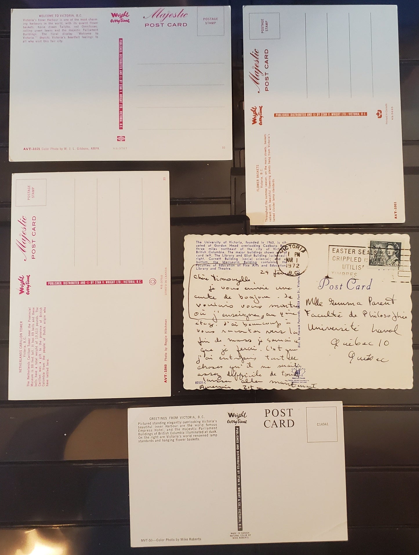 A Group of 5 Postcards From Victoria, BC, Showing Various Views, From The 1960's and 1970's, Overall VG and VF, Net Est. $2