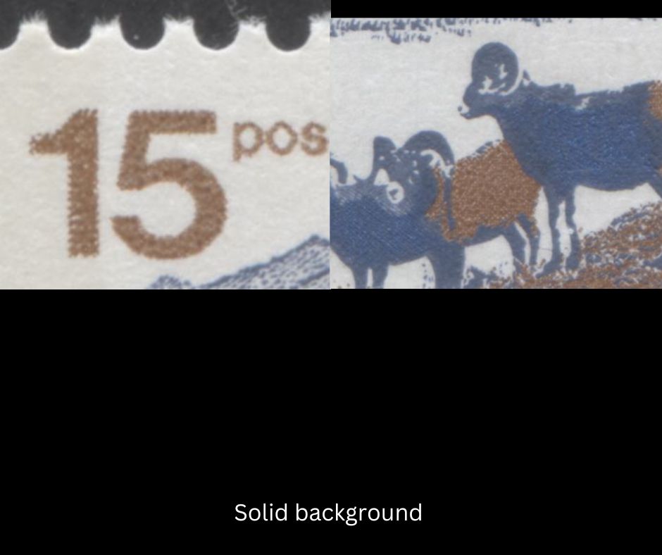 Lot 84 Canada #595xivar 15c Multicolored Mountain Sheep, 1972 Landscape Definitives, A VFNH Single With NF Gray/NF-fl Gray Vertical Ribbed Paper, Blue Tail Variety, W2B Tagged Flecked Paper, Containing A Sparse Concentration Of LF + MF Fibers