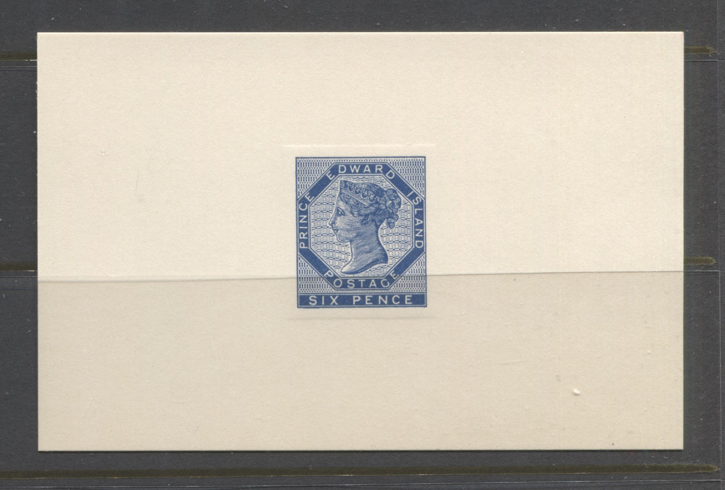 Prince Edward Island 6d Deep Blue Posthumous "Red Cross" Raised Die Proof on Card Brixton Chrome