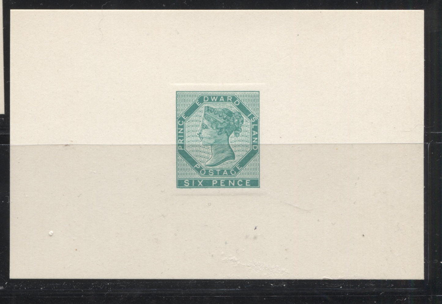 Prince Edward Island 6d Emerald Green Posthumous "Red Cross" Raised Die Proof on Card Brixton Chrome