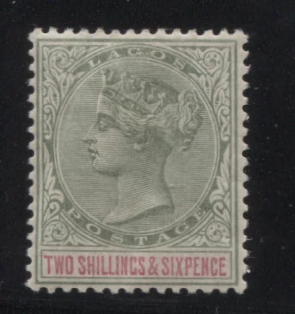 Printings of the 2/6d Green and Carmine Queen Victoria Keyplate Stamp of Lagos - 1887-1901 Part Two
